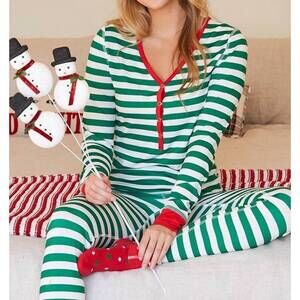 NEW MOON NITE moon nite christmas stripes pajama set in greenred